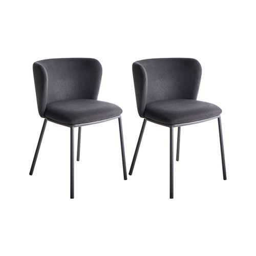 Lot De 2 Chaises De Salle à Manger Mina Tissu Noir