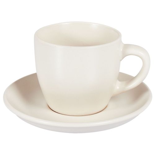 Set De 4 Tasses Avec Soucoupes Caraway Grès Blanc Cassé