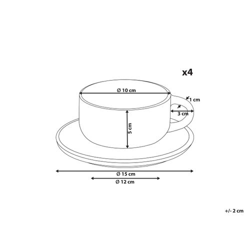Set De 4 Tasses Avec Soucoupes Costmary Grès Gris