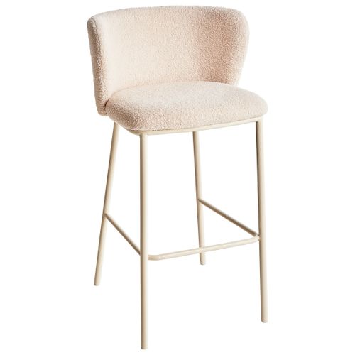 Lot De 2 Chaises De Bar Mina Ii Bouclé Beige Clair