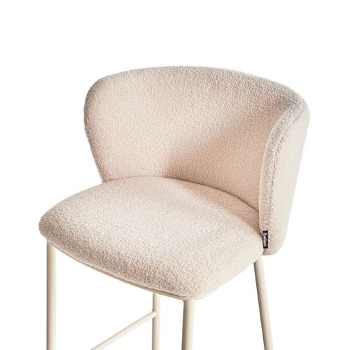 Lot De 2 Chaises De Bar Mina Ii Bouclé Beige Clair