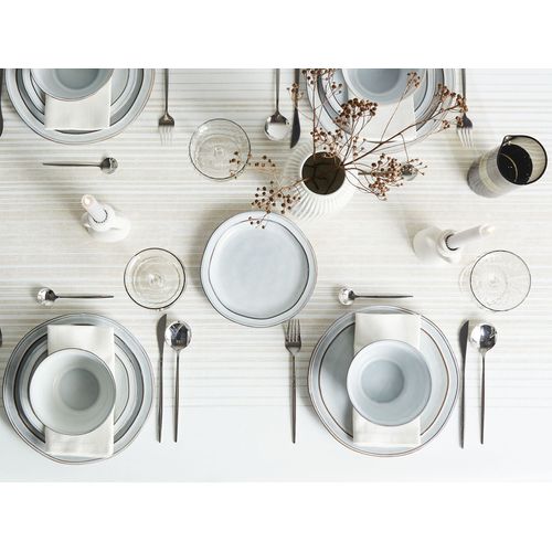 Set De 12 Couverts De Table Chives Grès Gris Clair