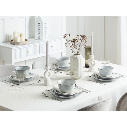 Set De 12 Couverts De Table Chives Grès Gris Clair