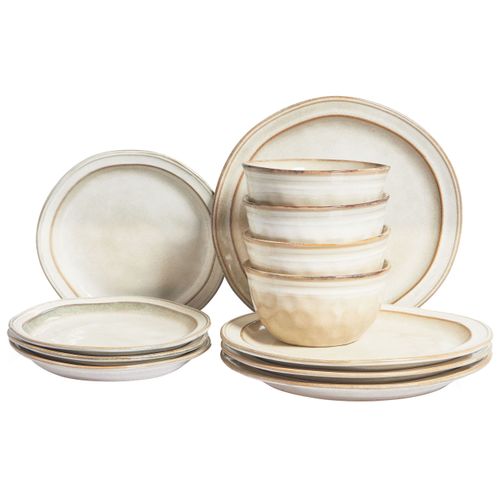 Set De 12 Couverts De Table Chives Grès Beige Clair