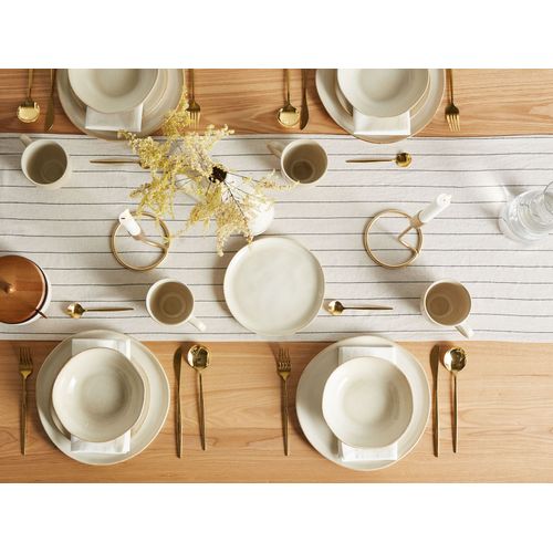 Set De 12 Couverts De Table Hops Grès Beige Clair