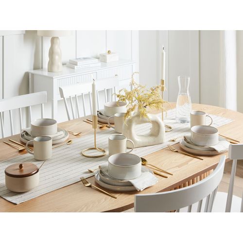 Set De 12 Couverts De Table Spikenard Grès Blanc Cassé