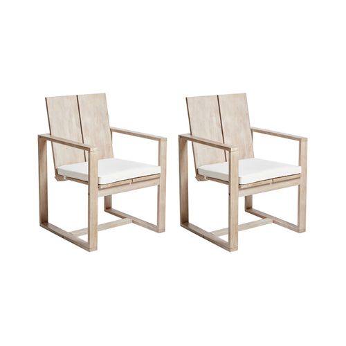 Lot De 2 Chaises De Jardin Avec Coussins Azzanello Acacia Blanc Cassé