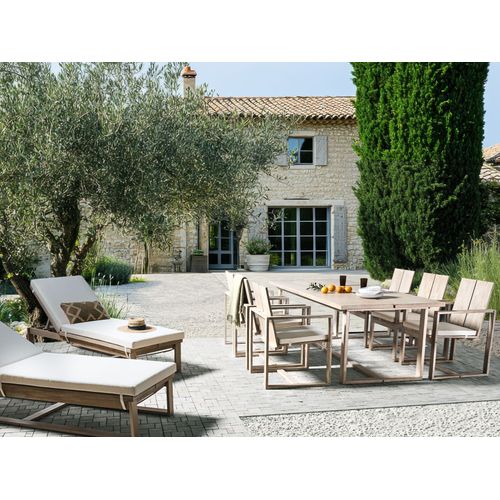 Lot De 2 Transats Avec Coussins Azzanello Acacia Blanc Cassé