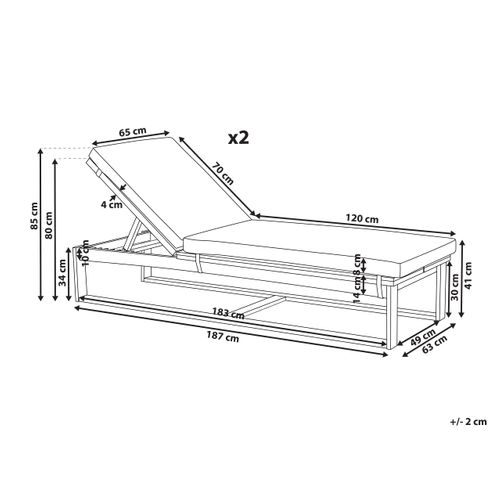 Lot De 2 Transats Avec Coussins Azzanello Acacia Blanc Cassé