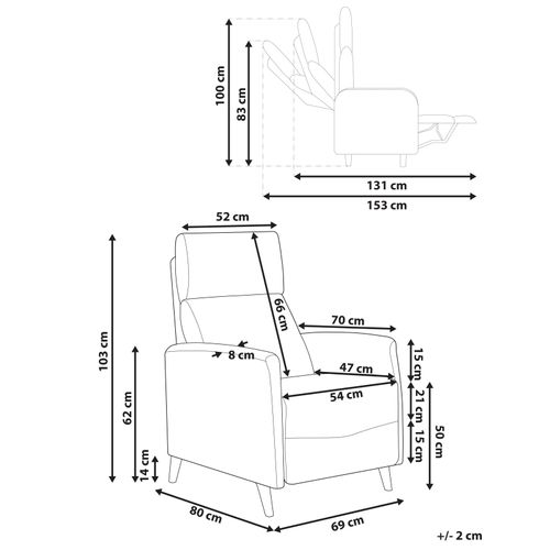 Fauteuil Inclinable Selvik Repose-pieds Inclus Tissu Taupe