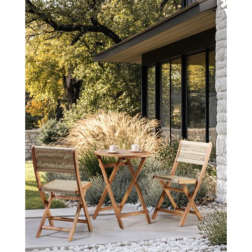 Lot De 2 Chaises De Jardin Prossedi Pliant Acacia Beige