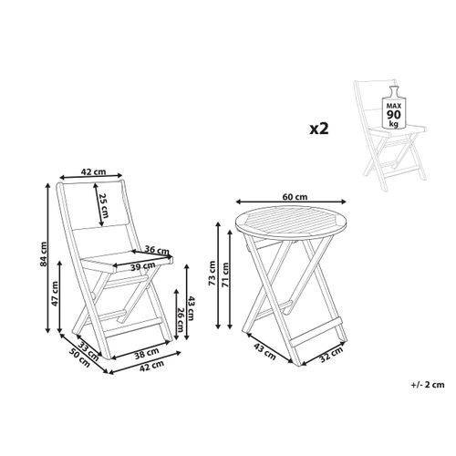 Ensemble Pour Bistro Pliant Prossedi Acacia Vert