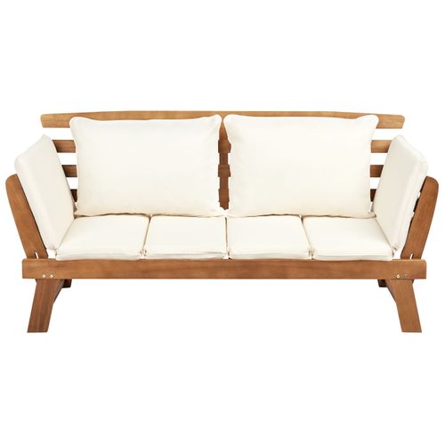 Banc Avec Coussin D'assise Portici 210 Cm Bois D'eucalyptus Marron Clair/blanc