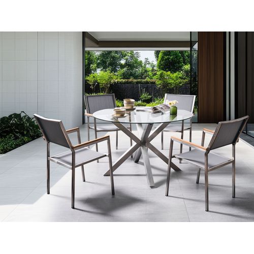 Table De Salle à Manger De Jardin Maletto 120 Cm 120 Cm Verre Argenté