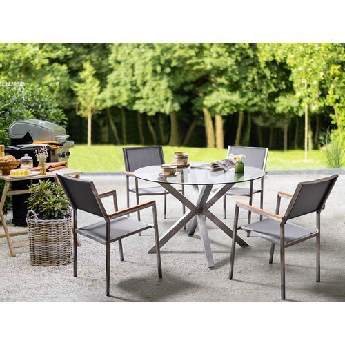 Table De Salle à Manger De Jardin Maletto 120 Cm 120 Cm Verre Argenté