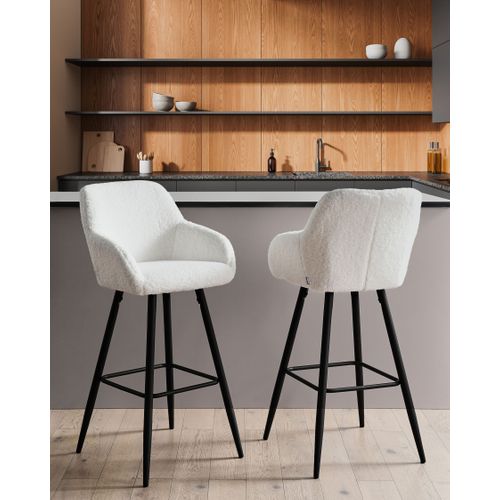 Lot De 2 Chaises De Bar Casmalia Bouclé Blanc Cassé