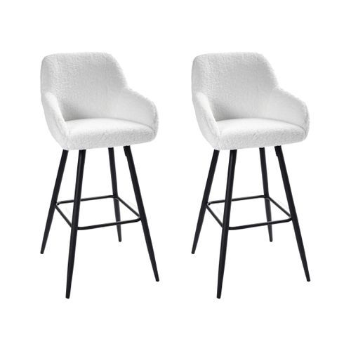 Lot De 2 Chaises De Bar Casmalia Bouclé Blanc Cassé