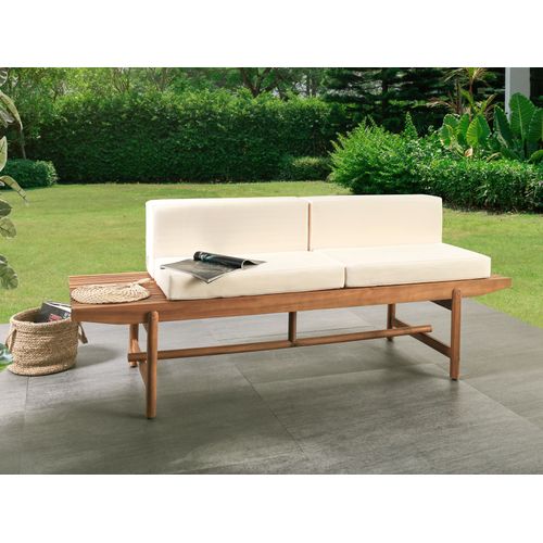 Banc Avec Coussin D'assise Giaveno 210 Cm Acacia Blanc Cassé