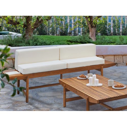 Banc Avec Coussin D'assise Giaveno 210 Cm Acacia Blanc Cassé