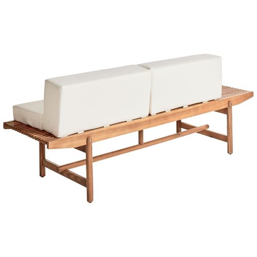 Banc Avec Coussin D'assise Giaveno 210 Cm Acacia Blanc Cassé