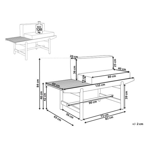 Banc Avec Coussin D'assise Giaveno 135 Cm Acacia Blanc Cassé