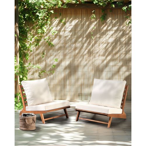 Lot De 2 Chaises De Jardin Avec Coussins Micciano Acacia Blanc Cassé