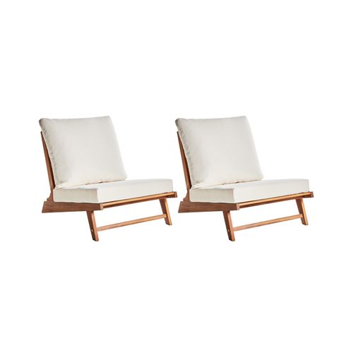 Lot De 2 Chaises De Jardin Avec Coussins Micciano Acacia Blanc Cassé