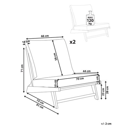 Lot De 2 Chaises De Jardin Avec Coussins Micciano Acacia Blanc Cassé
