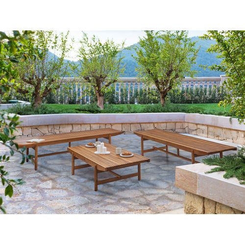 Ensemble De Salon De Jardin Avec Table 4 Places Giaveno Acacia Blanc Cassé