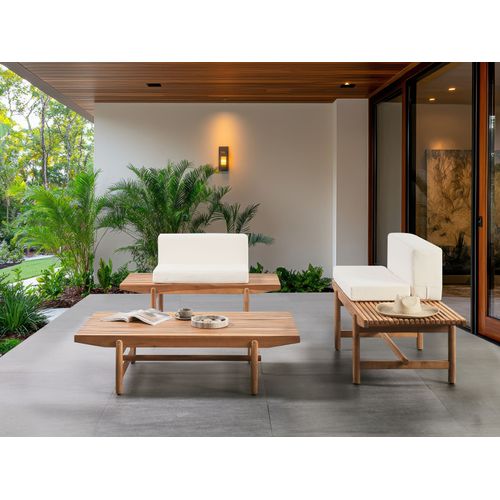 Ensemble De Salon De Jardin Avec Table 2 Places Giaveno Acacia Blanc Cassé