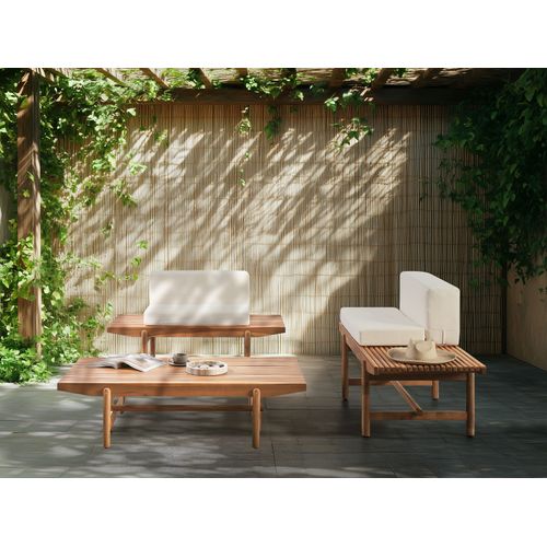 Ensemble De Salon De Jardin Avec Table 2 Places Giaveno Acacia Blanc Cassé