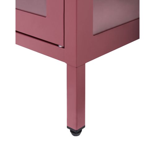 Buffet Avec Vitrine En Verre Newport Métal 115 Cm Rouge Foncé