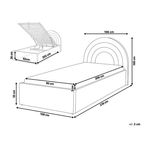 Lit Ottoman Enfant Bouclé Anet 90 X 200 Cm Blanc Cassé