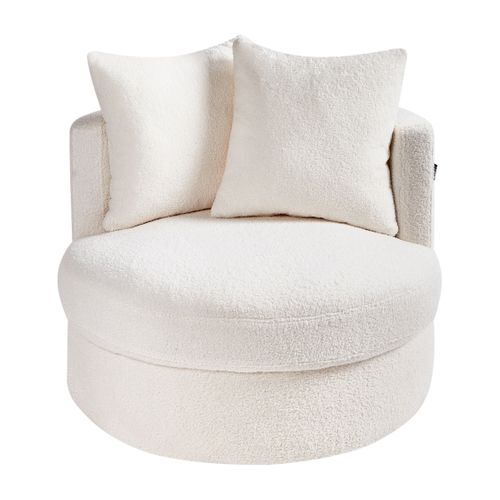Fauteuil Pivotant Dalby Bouclé Blanc