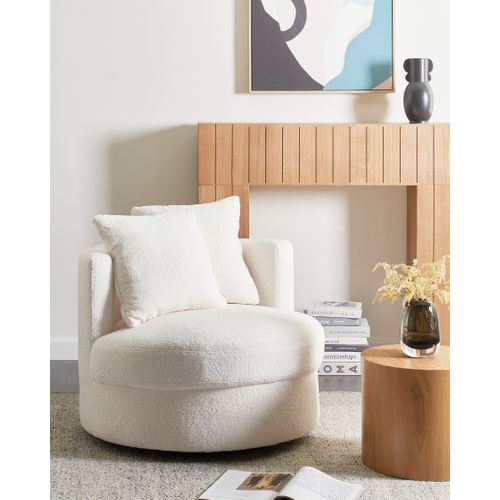 Fauteuil Pivotant Dalby Bouclé Blanc