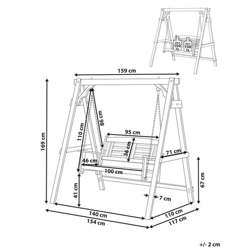 Balancelle De Jardin Nerito Bois D’épicéa Marron Foncé