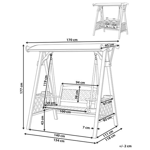Balancelle De Jardin Senarica Bois D’épicéa Marron Foncé