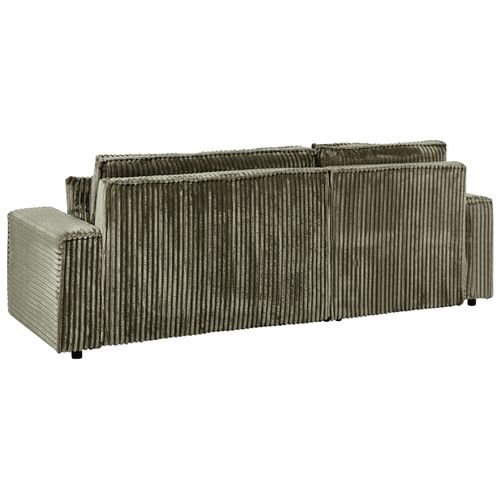 Canapé-lit D'angle 3 Places Abacka Velours Côtelé Vert Avec Rangement Côté Droit