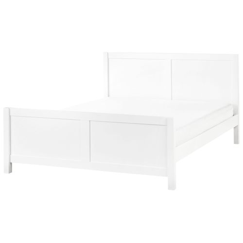 Lit Avec Sommier Bois Champagnat 160 X 200 Cm Blanc