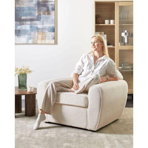 Fauteuil Ellede Bouclé Beige Clair