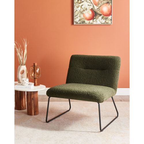 Fauteuil Cotulla Bouclé Vert Foncé