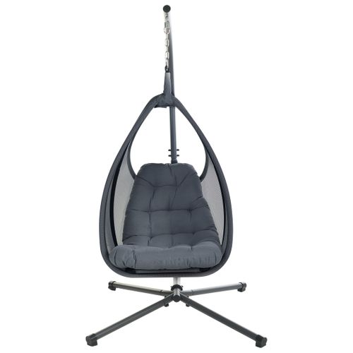 Fauteuil Suspendu Avec Support Avegno Tissu Gris Foncé