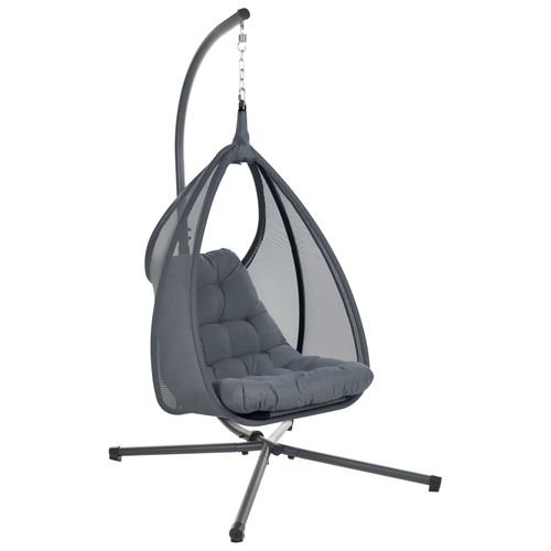 Fauteuil Suspendu Avec Support Avegno Tissu Gris Foncé