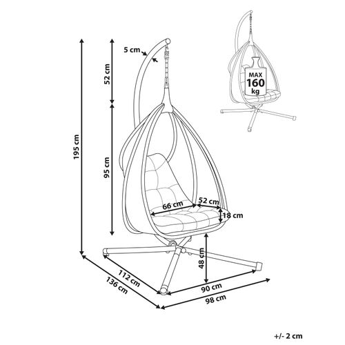 Fauteuil Suspendu Avec Support Avegno Tissu Gris Foncé