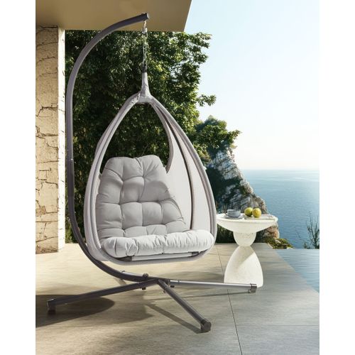 Fauteuil Suspendu Avec Support Avegno Tissu Gris Clair