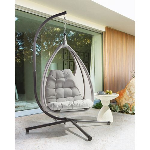 Fauteuil Suspendu Avec Support Avegno Tissu Gris Clair