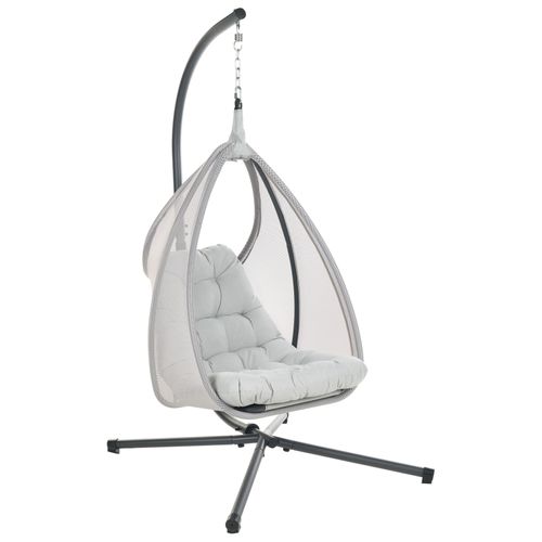 Fauteuil Suspendu Avec Support Avegno Tissu Gris Clair