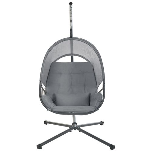 Fauteuil Suspendu Avec Support Alviano Tissu Gris Foncé