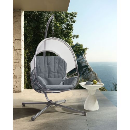 Fauteuil Suspendu Avec Support Alviano Tissu Gris Foncé