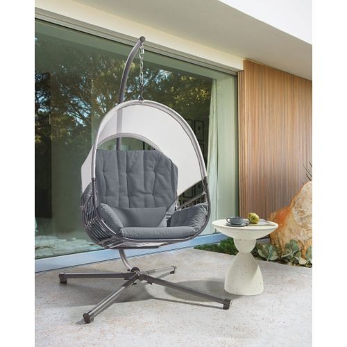 Fauteuil Suspendu Avec Support Alviano Tissu Gris Foncé